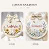 Little Bee Garden Name Sign: Custom Hand-Embroidered Hoop