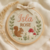 Hand Embroidered Floral Baby Name Hoop: Nursery Decor Keepsake
