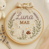 Hand Embroidered Floral Baby Name Hoop: Nursery Decor Keepsake