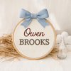 Hand Embroidered Baby Name Hoop: Custom Nursery Keepsake