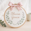 Handmade Floral Name Embroidery Hoop: Custom Nursery Decor