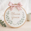 Handmade Floral Name Embroidery Hoop: Custom Nursery Decor