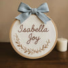 Handmade Floral Name Embroidery Hoop: Custom Nursery Decor