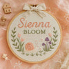 Hand-Embroidered Baby Name Hoop with Sea Turtle: Personalized Nursery Decor with Linen Bow