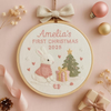 Handmade Baby's First Christmas Ornament: Custom Embroidered Hoop Decor