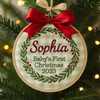 Hand-Embroidered Baby's First Christmas Ornament: Personalized Keepsake