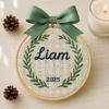 Hand-Embroidered Baby's First Christmas Ornament: Personalized Keepsake
