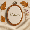 Hand-Embroidered Baby Name Hoop: Personalized Nursery Decor