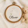Rabit & Fox Embroidered Name Hoop: Custom Nursery Decor, Baby Keepsake