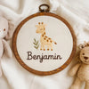 Personalized Baby Name Hoop: Embroidered Giraffe Nursery Decor