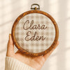 Personalized Baby Name Announcement Hoop: Embroidered Nursery Keepsake, Wall Hanging
