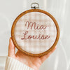 Hand Embroidered Baby Name Sign: Floral Nursery Decor, Keepsake Gift