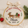 Personalized Baby's First Christmas Ornament: Hand-Embroidered Name Hoop