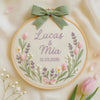 Personalized Wedding Embroidery Hoop: Custom Floral Name & Date