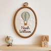 Embroidered Baby Name Sign With Flowers: Nursery Decor, Personalized Birth Announcement