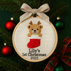 Personalized Baby's First Christmas Ornament: Embroidered Baby Bear Keepsake