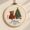 Handmade Baby's First Christmas Ornament: Custom Embroidered Hoop Decor