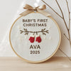 Personalized Baby's First Christmas Ornament: Hand-Embroidered Name Hoop