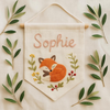 Personalized Embroidered Elephant & Baby Name Banner: Woodland Animal Nursery Decor