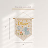 Personalized Embroidered Elephant & Baby Name Banner: Woodland Animal Nursery Decor