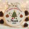 Personalized Baby's First Christmas Ornament: Hand-Embroidered Name Hoop