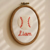 Embroidered Baby Name Sign With Sports Balls: Nursery Decor, Personalized Birth Announcement