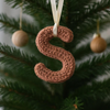 Custom Knitted Wire Letter for Christmas Tree: Soft Cotton Initial Ornament