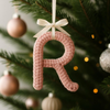 Custom Knitted Wire Letter for Christmas Tree: Soft Cotton Initial Ornament
