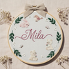 Personalized Nursery Animal Hoop: Hand-Embroidered Baby Name Sign