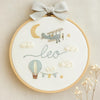 Hand-Embroidered Baby Name Hoop: Hot Air Balloon Nursery Decor