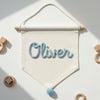 Felt Name Canvas Pennant: Custom Baby Room Hanging Banner