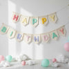 Handmade Fluffy Yarn Birthday Banner: Pastel Plush “HAPPY BIRTHDAY” Garland for Party Decor