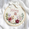 Butterfly Garden Floral Name Hoop: Hand Embroidered Nursery Art