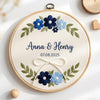 Hand-Embroidered Couple Name Hoop: Floral Anniversary Keepsake