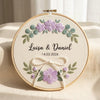 Hand-Embroidered Couple Name Hoop: Floral Anniversary Keepsake