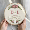 Hand-Embroidered Couple Keepsake Hoop: Personalized Floral Wedding Gift