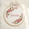 Hand-Embroidered Floral Name Hoop: Soft Blossom Design