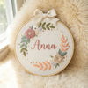 Hand-Embroidered Floral Name Hoop: Soft Blossom Design