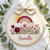 Hand-Embroidered Rainbow Name Hoop: Custom Nursery Wall Art