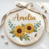 Bee Garden Floral Name Hoop: Custom Hand-Embroidered Nursery Decor