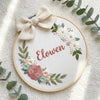 Custom Baby Name Hoop: Botanical Blossom Embroidery