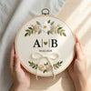 Custom Floral Couple Name Hoop: Anniversary Decor