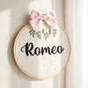 Soft Wildflower Baby Name Hoop: Personalized Nursery Wall Decor