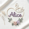Custom Knitted Wire Name Sign with Pastel Flowers: Personalized Nursery Wall Decor
