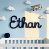 Custom Baby Name Sign: Fluffy Yarn Wire Nursery Decor