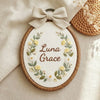 Custom Baby Name Embroidery Hoop: Handmade Floral Nursery Wall Decor