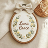 Custom Baby Name Embroidery Hoop: Handmade Floral Nursery Wall Decor