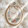 Custom Baby Name Embroidery Hoop: Handmade Floral Nursery Wall Decor