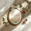 Custom Baby Name Embroidery Hoop: Minimal Floral Nursery Wall Decor