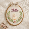 Personalized Baby Duck Embroidery Hoop: Floral Name Nursery Decoration